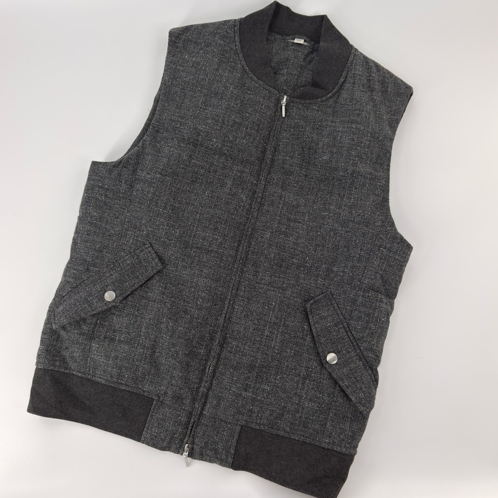 Suitsupply Vest Mens Medium Gray E Thomas Wool Silk Linen Down Padded Italian‎